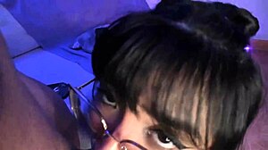 Cute girl with glasses gives me an amazing blowjob