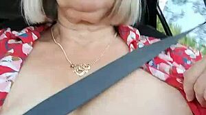 Riding down the road with my tits out! Feel the wild exposure!