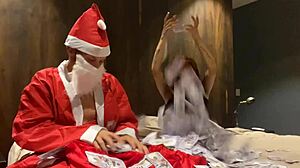 skinny colombiana latina uses vibrator from santa claus