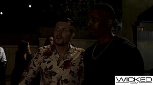 steaming threesome with inked brunette eating hot pussy