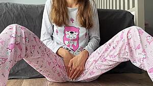 stepsister small 18+ boobs in pajama fuck finger pussy and squirting cum close up