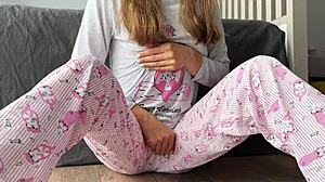 stepsister small 18+ boobs in pajama fuck finger pussy and squirting cum close up