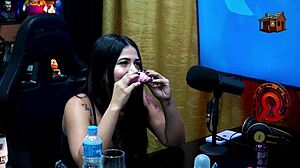 The Young Privacy Girl Evaluates Ruans Dick And Strips In The Delightful Podcast With Luuh Barbosa