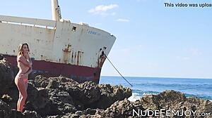 beautiful babe shows off her perfect body at the beach