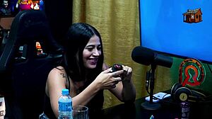 The Young Privacy Girl Evaluates Ruans Dick And Strips In The Delightful Podcast With Luuh Barbosa