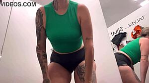 I couldn't resist the salesman and masturbated in the fitting room, he almost caught me cumming hard.