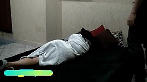 Gorgeous young Brazilian girl with a big ass enjoys sex with her well-endowed boyfriend in the dorm.