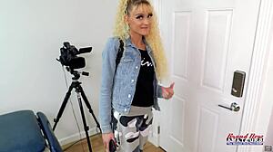 hey, watch this petite blonde hottie finger her pussy and suck that hard cock? so sassy!