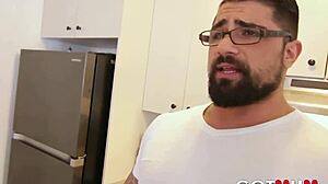 Busty MILF mum fucked on counter by neighbor