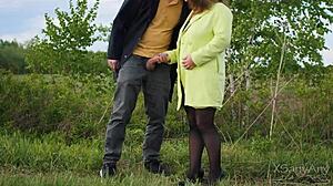 Amateur Babe Risks Outdoor Encounter With Random Partner In Public Setting