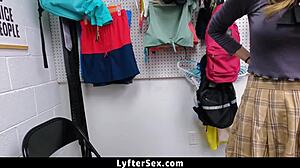 Shoplifting Slut Enjoying The Punishment More And More As The Guard Strokes His Cock Inside Her - Lyftersex