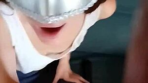 Wife gives handjob leading to cum masturbation session