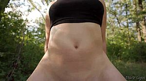 Peeping Pervert Caught by Dominant Yoga Girl and Fucked in the Woods