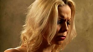 Voyeur lesbian slave masturbates and orgasms watching naked madame