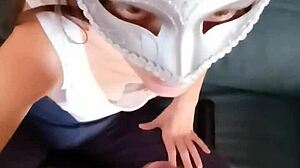 Wife gives handjob leading to cum masturbation session