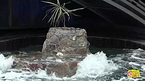 Amazing Outdoor Pool Sex With Blonde And Brunette Babes