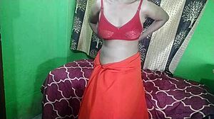 indian bhabhi's first rough fuck in saree, bent over and pounded hard