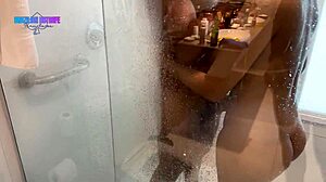 Hot cuckold watches big black cock in shower