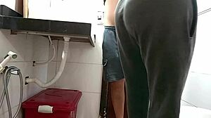 Maid is caught in the bathroom