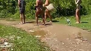Three beauties enter the forest for naughty pussy play