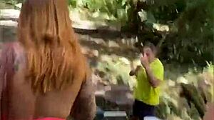 Three beauties enter the forest for naughty pussy play