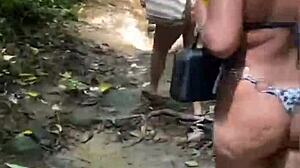 Three beauties enter the forest for naughty pussy play