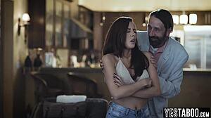 Naughty Latina Stepdaughter Meets And FUCKS Big Dick Mature Stepdad. Intense Action In Bedroom.