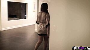 Three men give lena paul mouthful of big loaded cocks