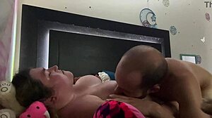 Wow, sucking those huge boobs with intense passion!