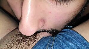 Milf in Short Jeans Shows Everything for Cousin to Suck Big Pussy