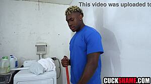 cuckold husband shares wife with black worker for deepthroat and doggystyle