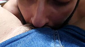 Milf in Short Jeans Shows Everything for Cousin to Suck Big Pussy