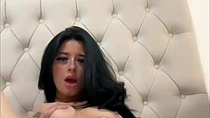 Horny British student fucks herself live.