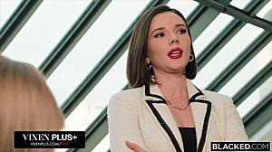 The intense pleasure builds as stefany kyler and lia lin ride jason luv's massive bbc together