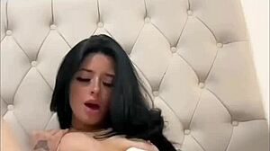 Horny British student fucks herself live.