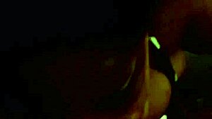 Is my ebony girl giving a titfuck to that black guy?