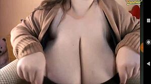 Fatty With Huge Tits Sucks Them Passionately