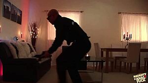 Carly Parker in her furry coat enjoys sweet loving from two guys