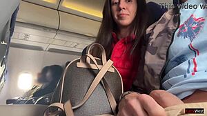 omg risky jerking off on a crowded plane with public dick flashing 😏✈️