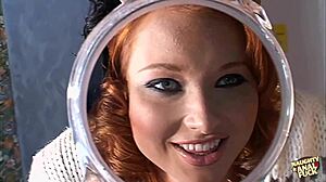 After Double Penetration Redhead Gets Bukkake Over Face