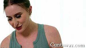 Sexy Caucasian masseuse fucks busty short Asian client Laney Grey. Ember Snow joins for squirting and rimjob action.