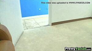 nurse girl vivian versace comes in for a facial at the hospital with cumshot.