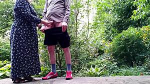 my mature mother-in-law pees standing up outdoors