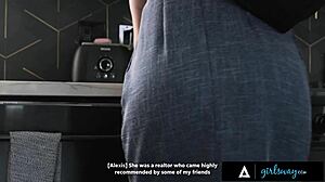 Girlsway busty olive glass and petite alexis tae strap-on fuck each other