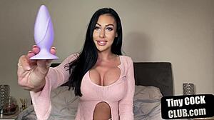 British Domme Humiliates and Teases Small Cock on Cam