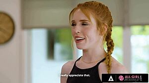 All girl massage - two hot lesbian redheads enjoy a tongue licking their wet pussies 😍