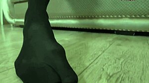 brunette milf helena enjoys in black pantyhose