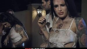 hot foursome fantasy in the graveyard with milfs and redheads