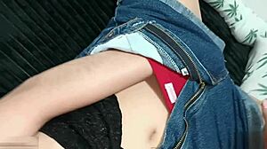 Horny stepbrother fingers and fucks his hot stepsister's tight pussy, leading to creampie and cumshot.