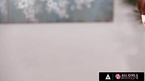 Allgirlmassage Busty Client Rubs Bush With Masseuse In Scissoring Massage